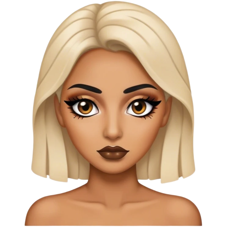 Create a woman face wearing her full make up, but has heavy black eyes emoji