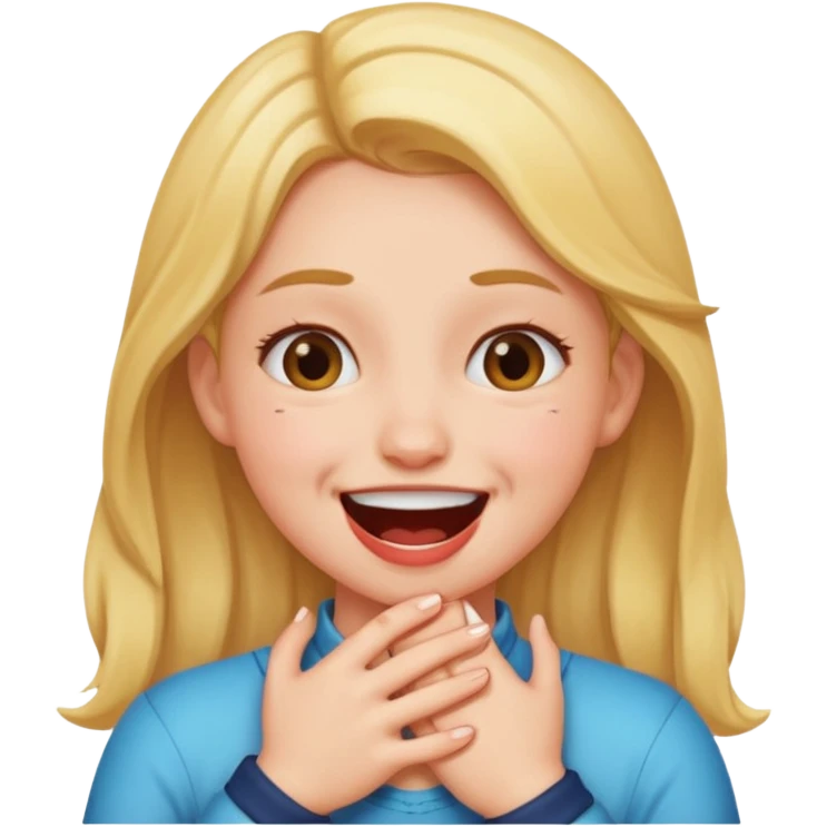 Girl smiling choking herself emoji