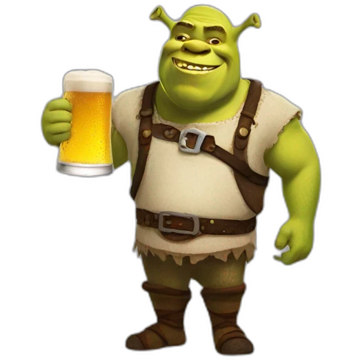 Shrek with beer emoji