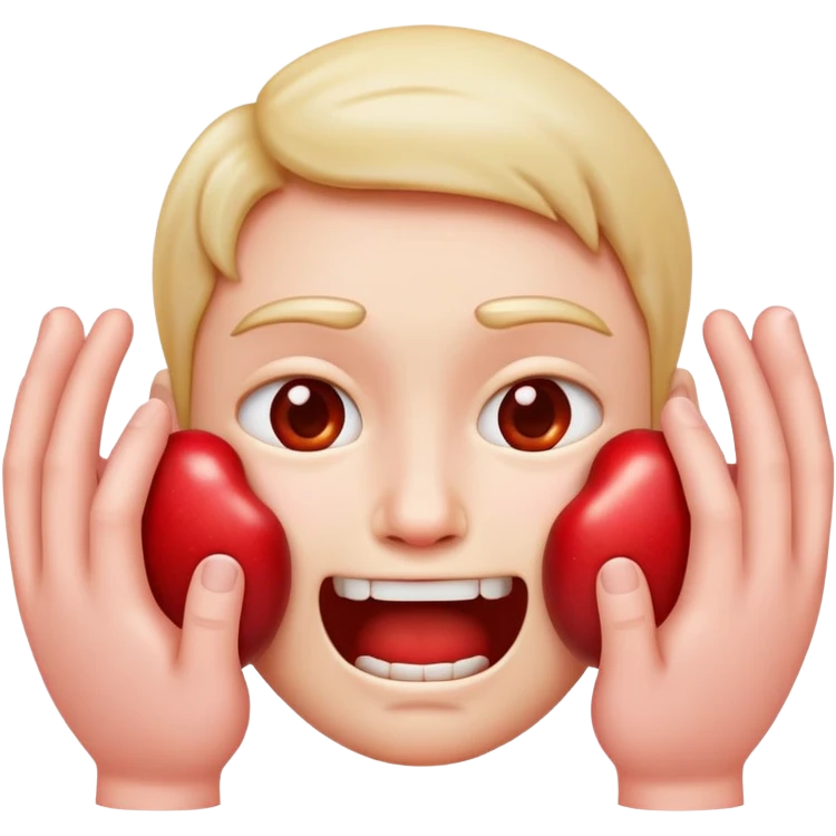 A standard apple iPhone emoji face but it’s choking itself with 2 hamds emoji