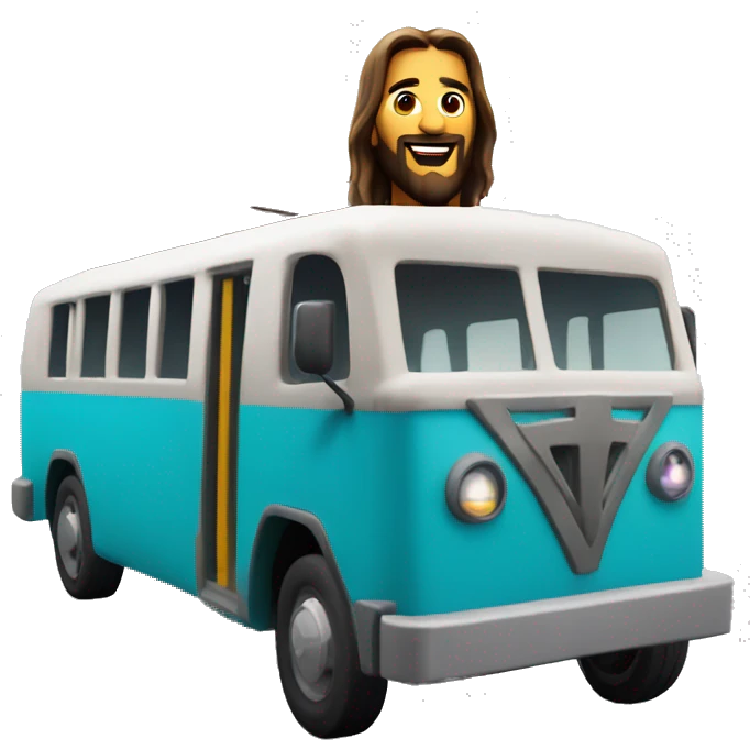 jesus with the fortnite battle royale bus emoji