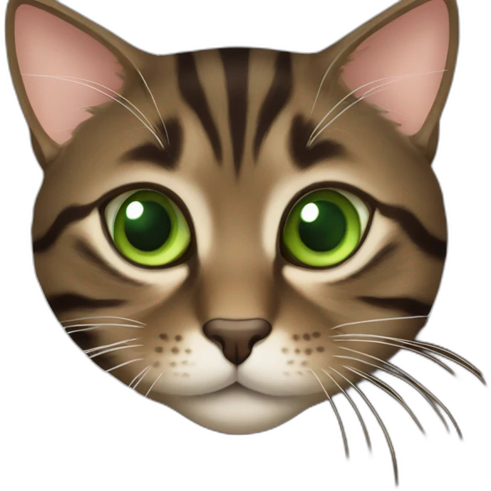 Dark Brown europen tabby cat, Green eyes emoji