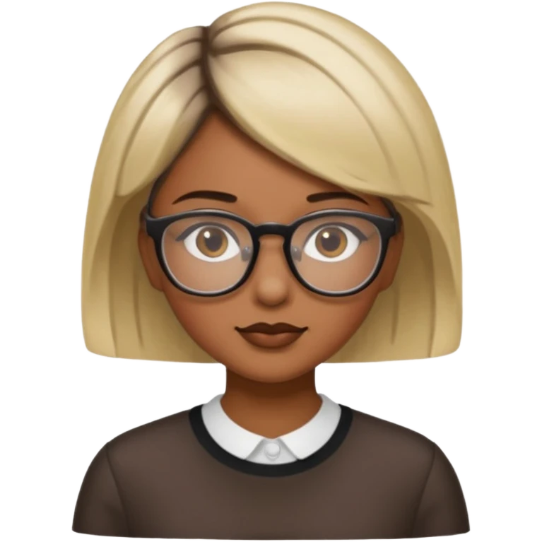 женщина с короткими светлыми волосами и темными корнями в очках и карими глазами emoji