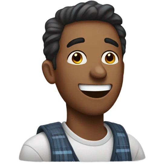 A brown guy having air in his checks about to laugh emoji