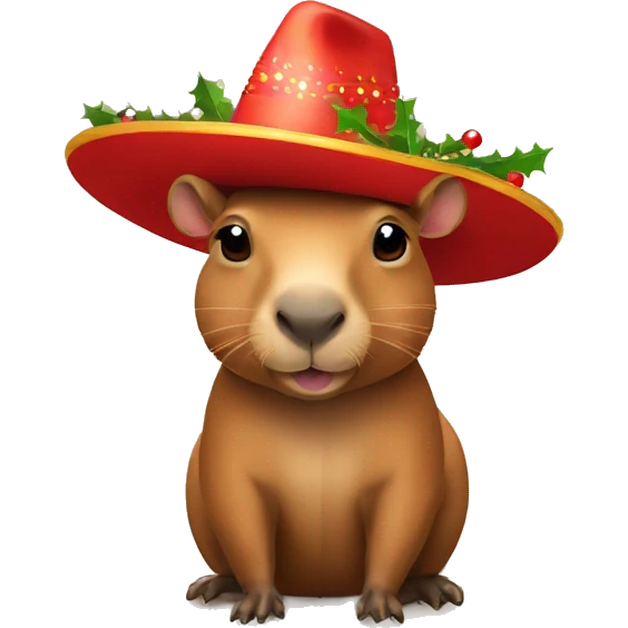 Capibara con sombrero de navidad emoji