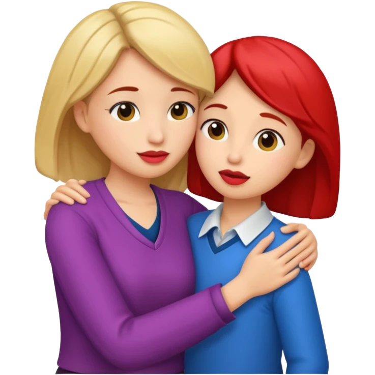 A woman teacher and young student They hug and their lips touch  emoji