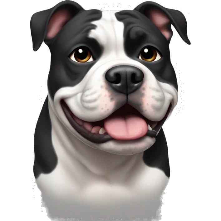 Fat dog black and white American bully  emoji