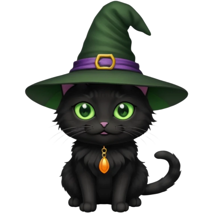 Black cat wearing witch hat emoji