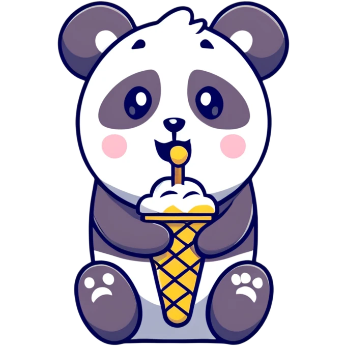 Panda eating ice cream emoji
