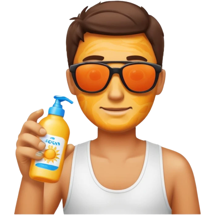 
male suncream bottle and sunglasses, with sun burned emoji
