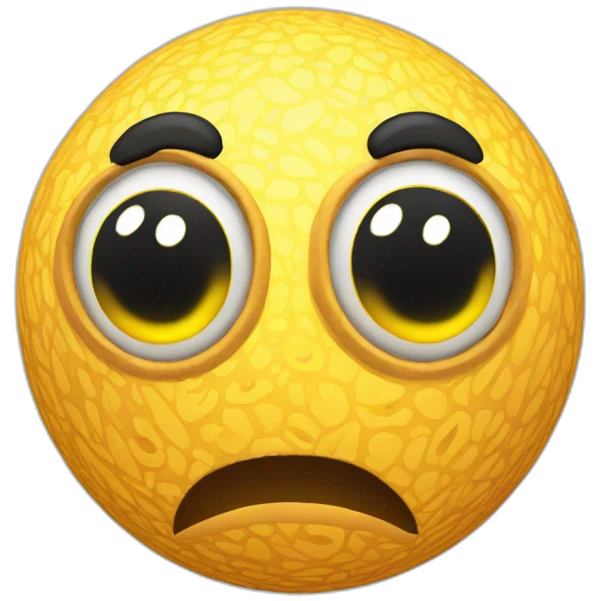 3d sphere with a cartoon podzol texture with big courageous eyes emoji