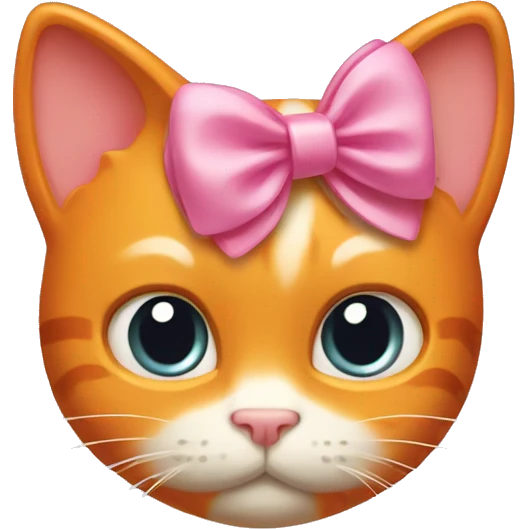 orange cat with hello kitty bow  emoji