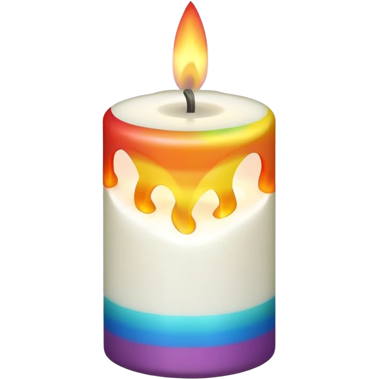 white candle with a rainbow flame emoji
