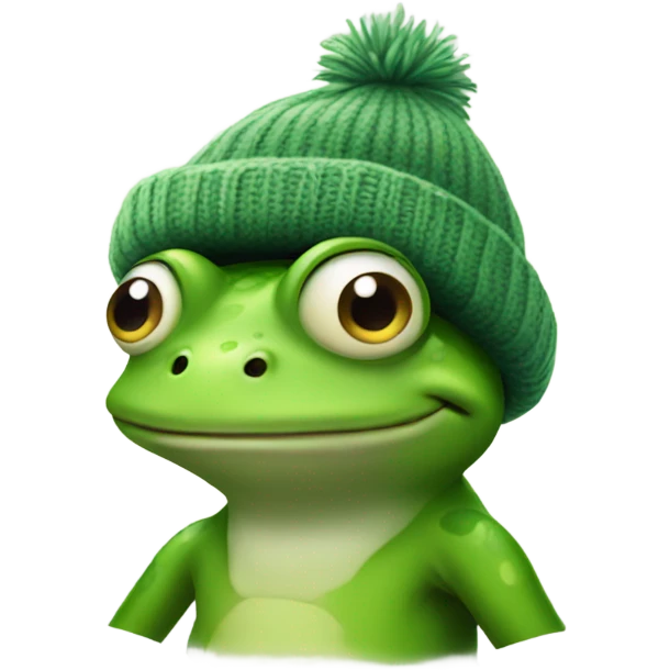 frog wearing a beenie emoji
