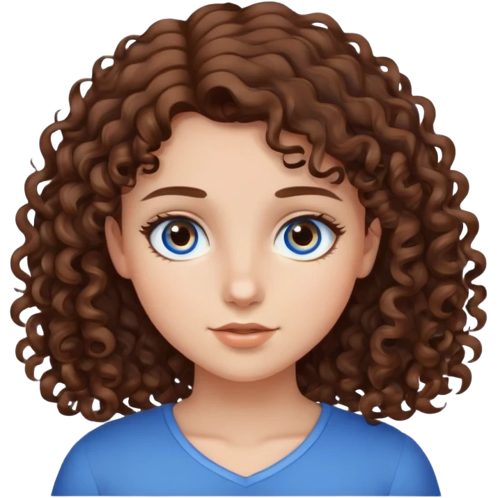 straight brown hair brown eyes girl and curly brown hair blue eyes girl emoji