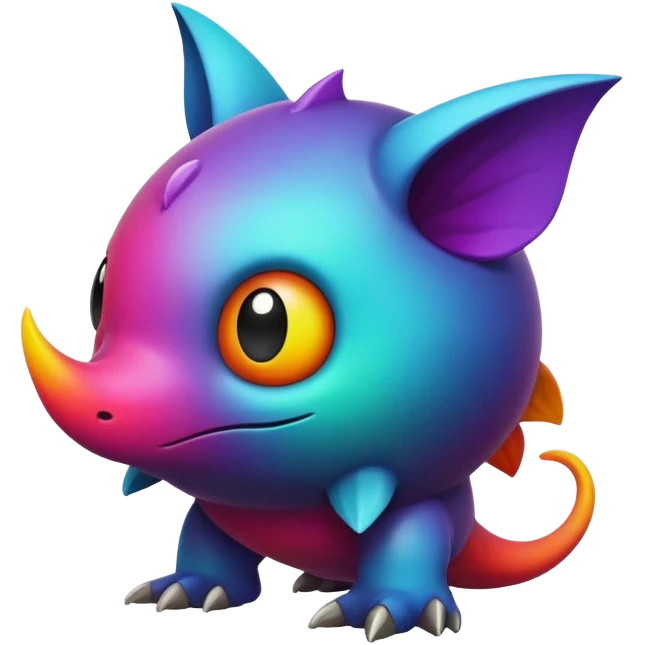 Randomly-colored dark colorful Fakémon-creature emoji