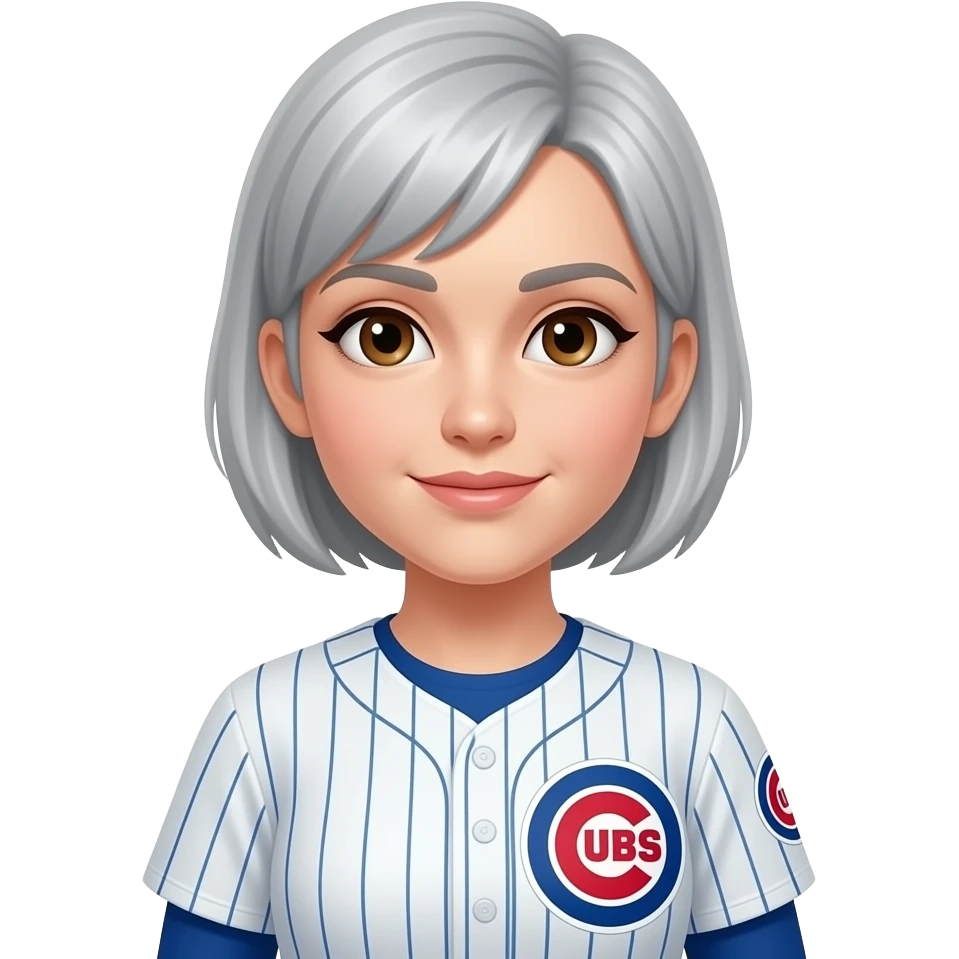 Female very short gray hair brown eyes cubs uniform emoji