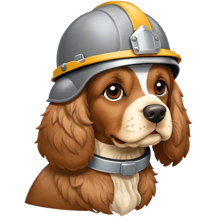 Cocker spaniel wearing helmet  emoji