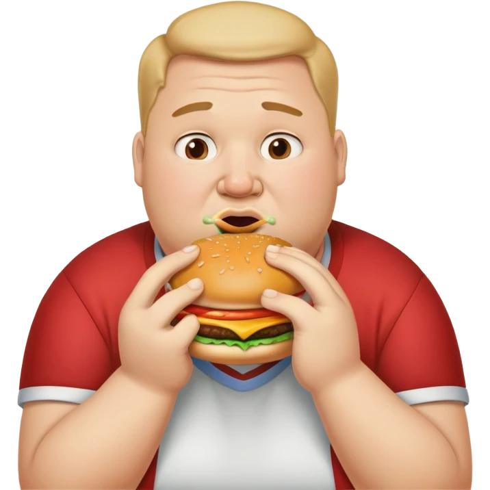 Fat gay man eating a burger and has snot in his nose emoji