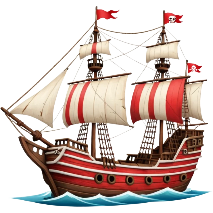 red and white pirate ships emoji