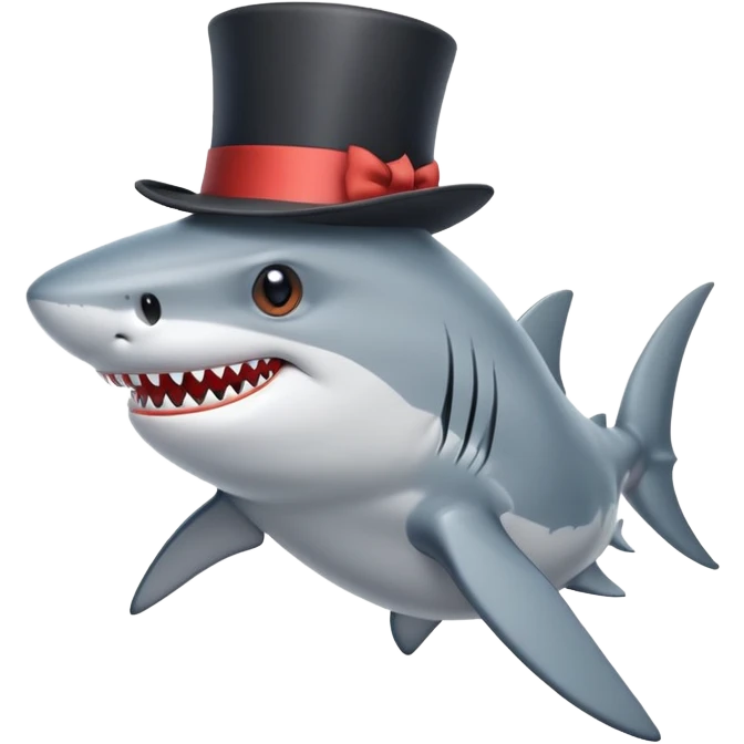 Shark with a top hat emoji