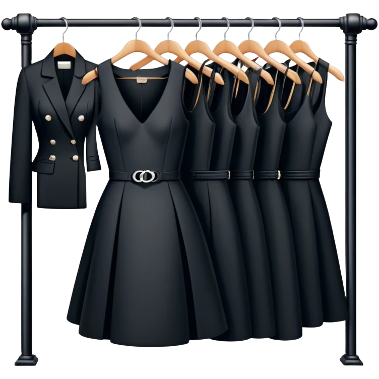 Rack of feminine Dior clothes in black emoji