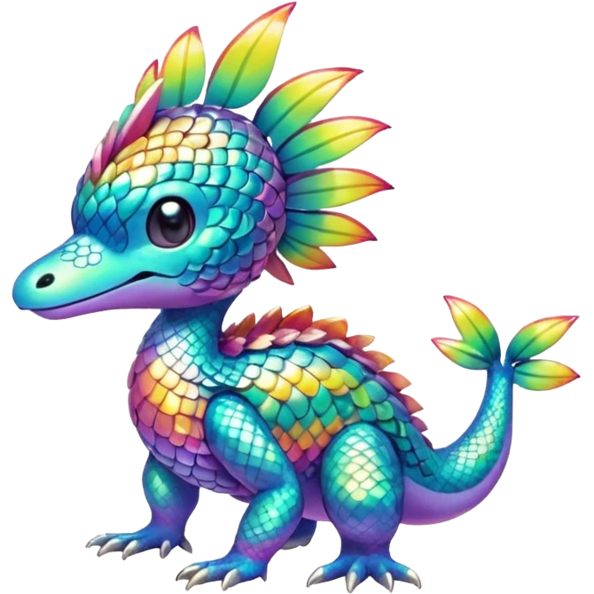 Cute shiny colorful tropical animal hybrid Fakemon full body emoji