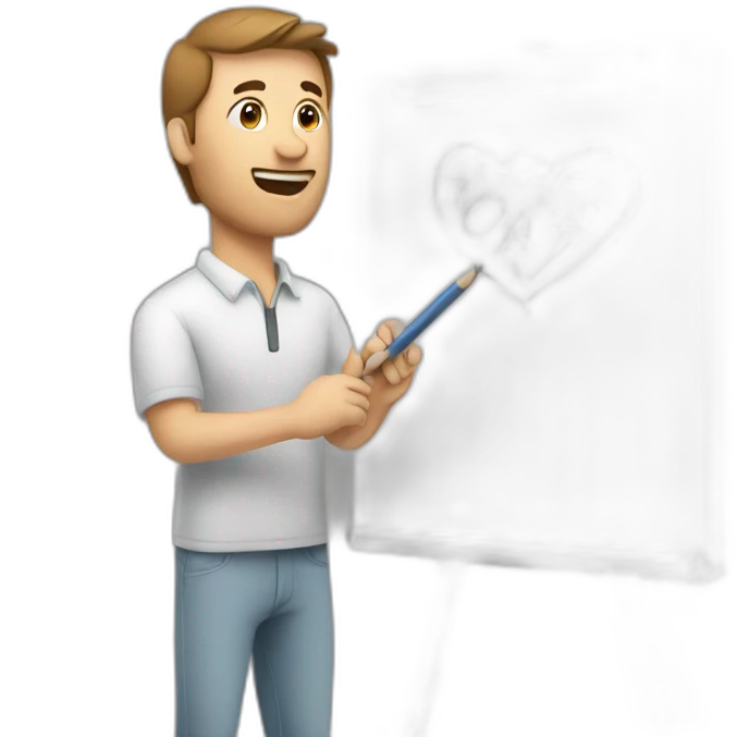 Man writing on a marker board emoji