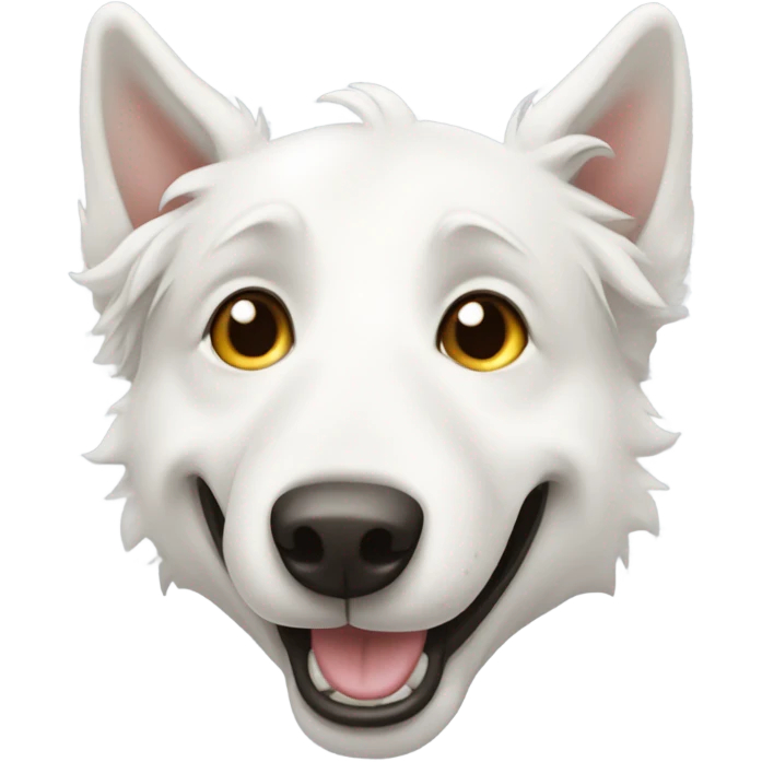 White shepherd dog smiling emoji