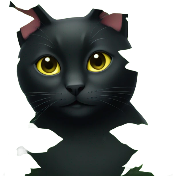 black cat with green leaves emoji