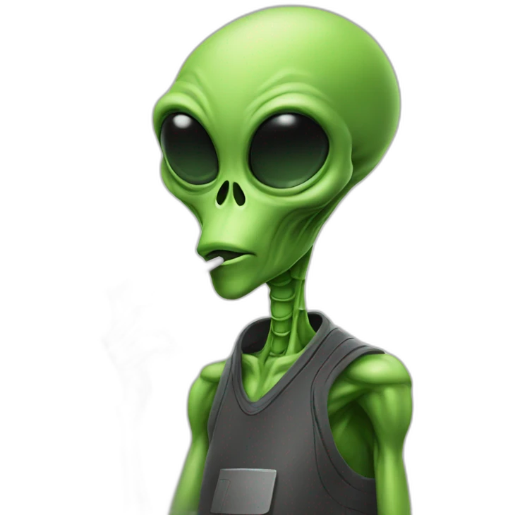 Alien smoking a cigaret emoji