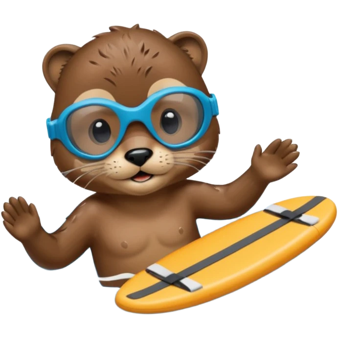 A sleek otter swimmer wearing goggles, splashing through the pool with tiny floating kickboard. emoji