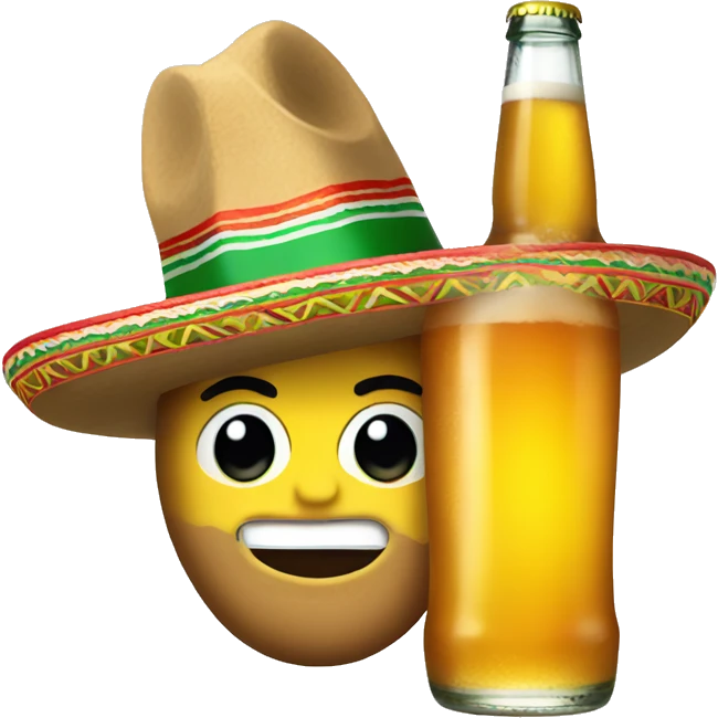 A beer wearing a mexican sombrero  emoji