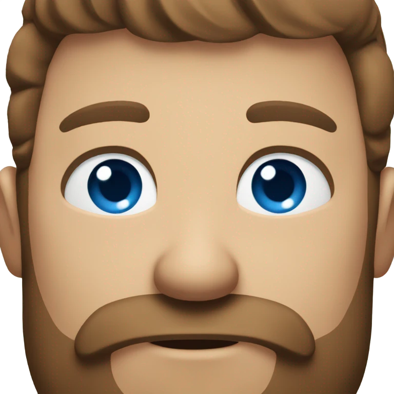 Man’s head with blue eyes, brown hair and a beard emoji