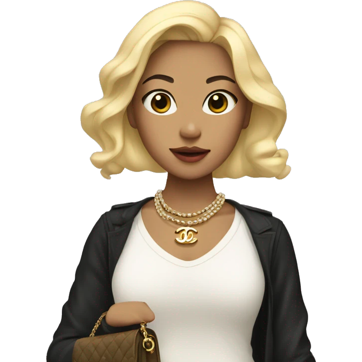 Blonde Asian girl with Chanel bag and necklace emoji