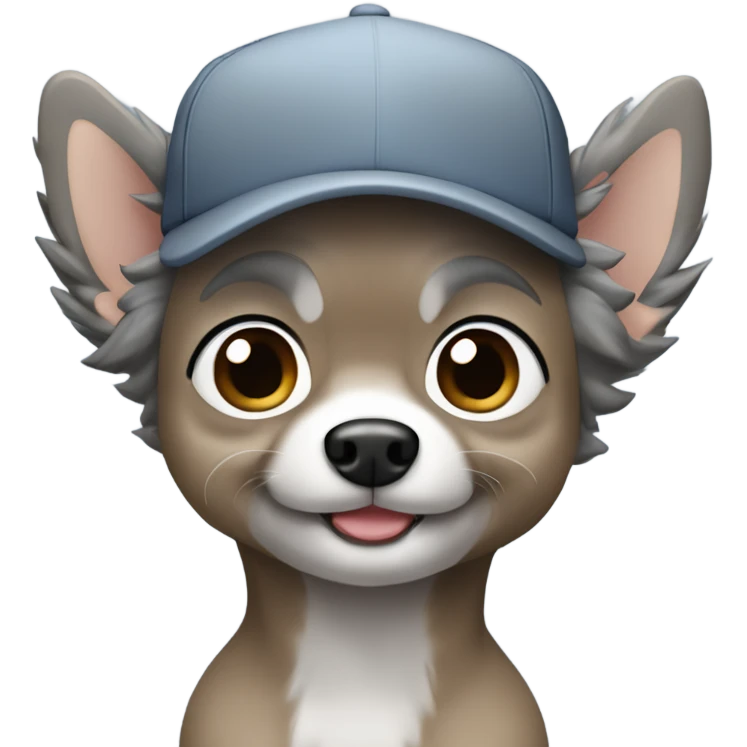 man blue eyes gray hair gray goatee ball cap holding black longhair chihuahua  emoji