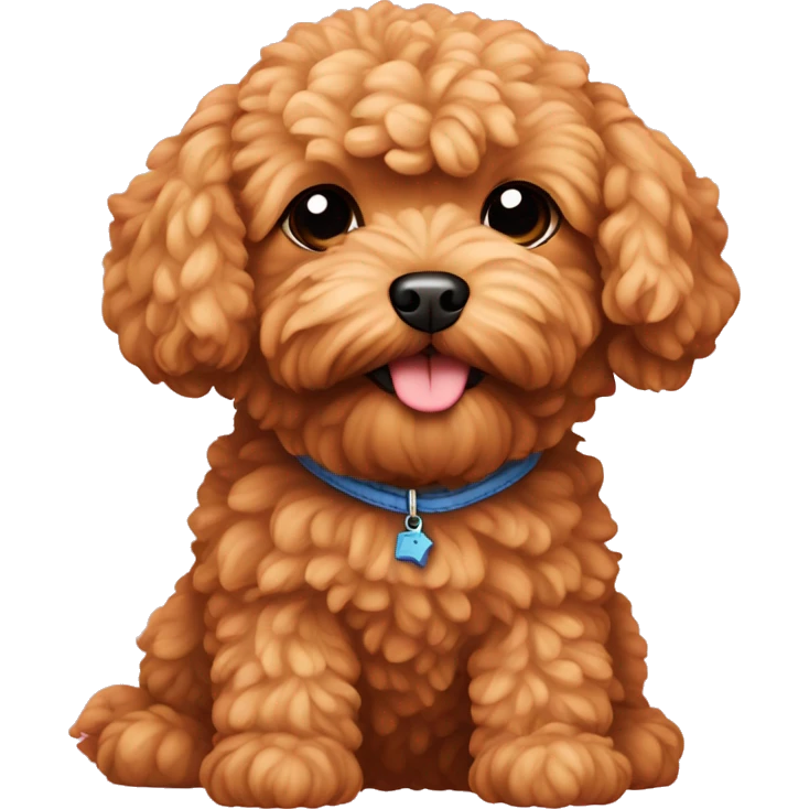 Red maltipoo with toy emoji