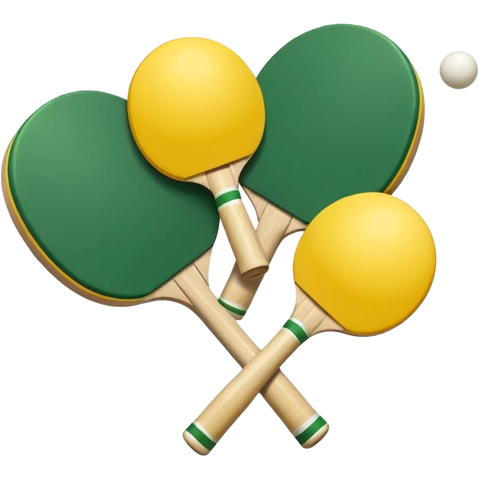 pala de ping pong amarillas y verdes con pelota emoji