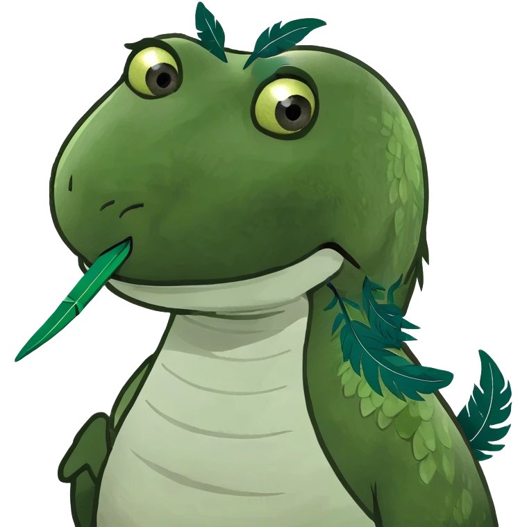 Snake wearing feathers emoji