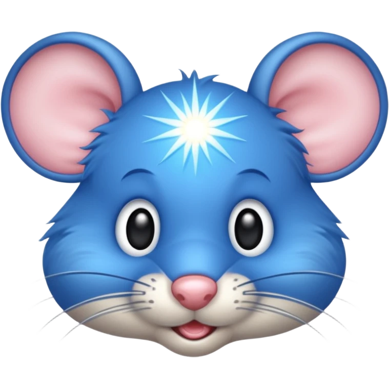 A mouse face with blue sun rays emoji