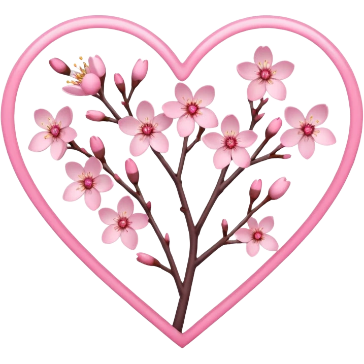 cherry blossom themed heart emoji