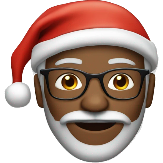 60 year old man, brown skin, with glasses and beard and Santa hat emoji