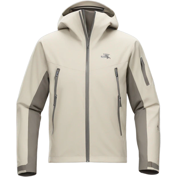 beige white Arcteryx jacket with no hood emoji