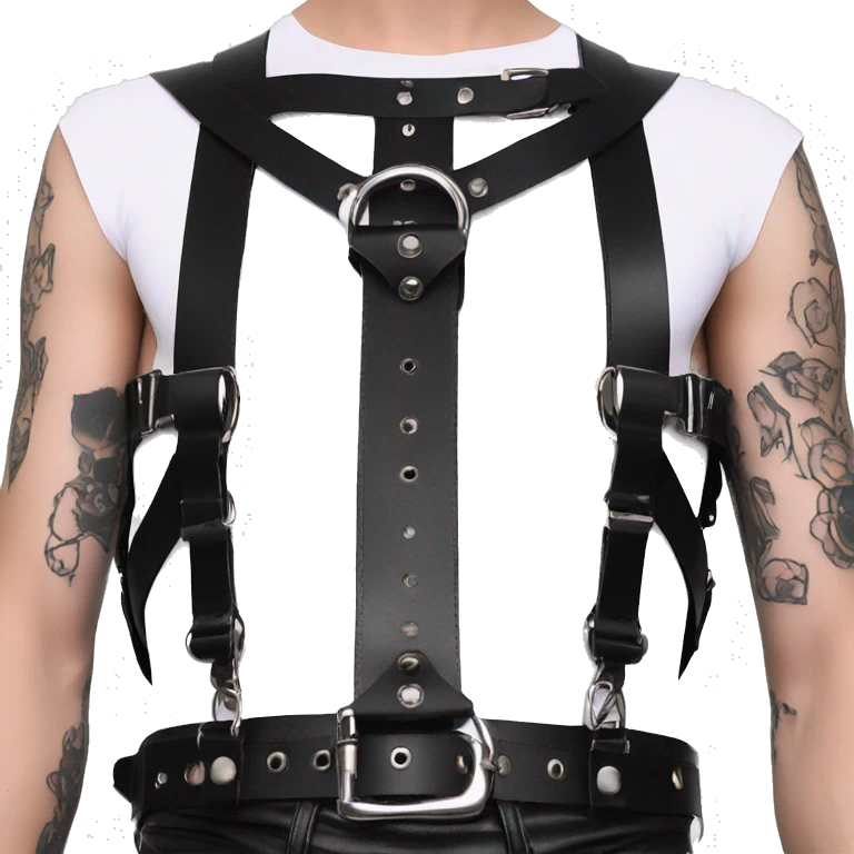 Black punk fashion chest leather harness emoji
