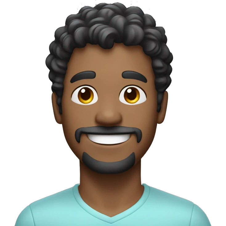 Happy smiling man with dark salt and pepper wavy hair and light goatee emoji