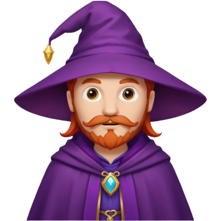 red haired wizard with mustache, purple cloack emoji