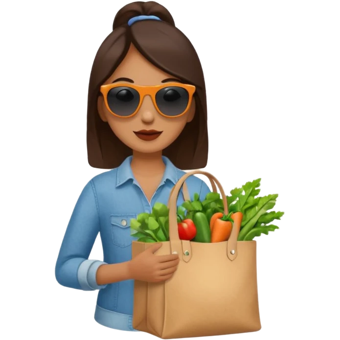 Shopper with veggie tote,Farmers’ Market. emoji