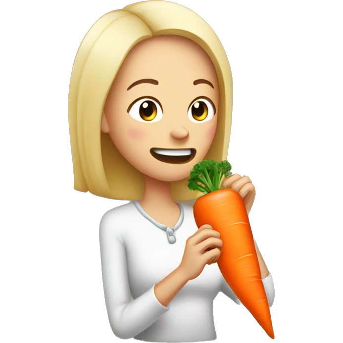 woman chomping a carrot emoji