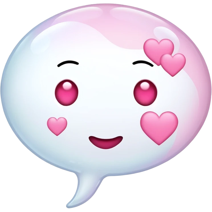 White Thinking bubble with pink hearts  emoji