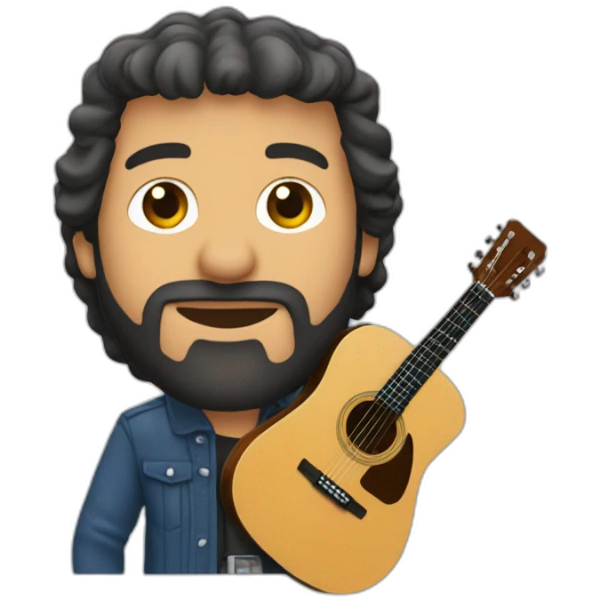 Juan Luis Guerra with guitar emoji